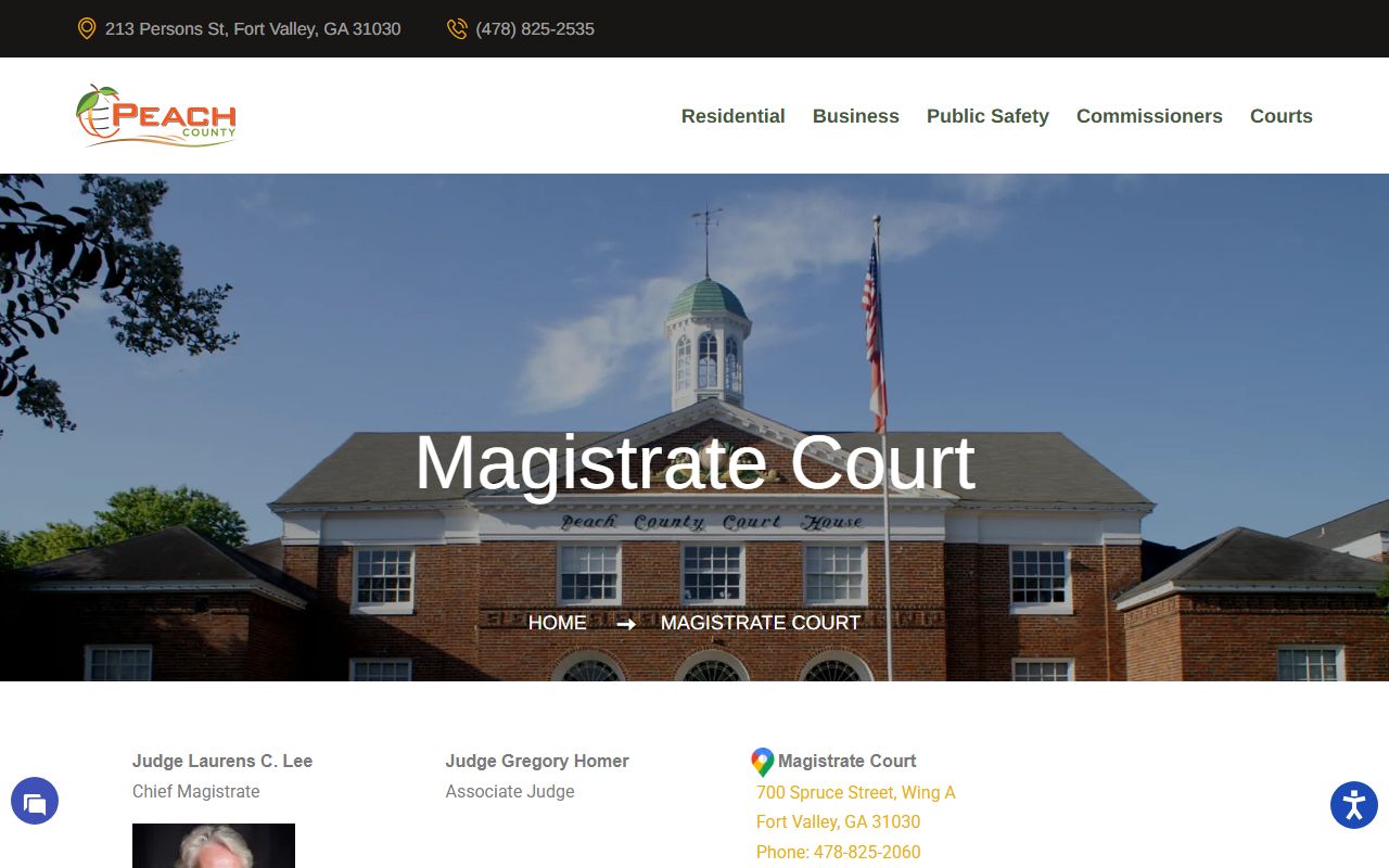 Peach County Magistrate Court official page